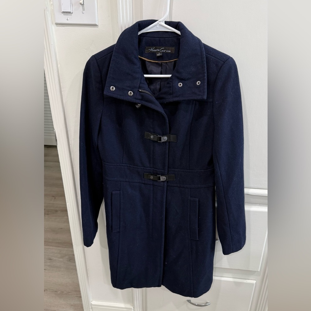Women’s Kenneth Cole New York Navy Blue Pea Coat